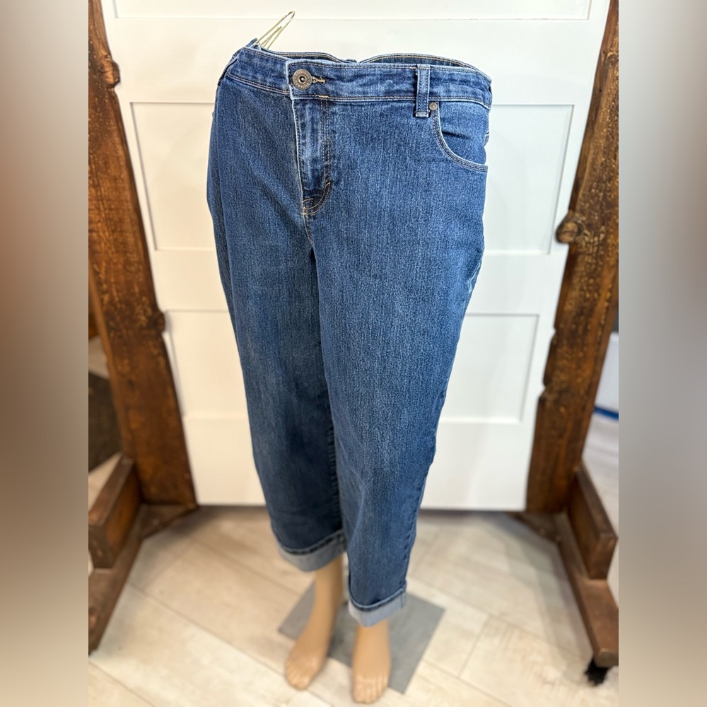 Style & Co Women’s Capri Jeans Size 16W Classic Blue Denim YKK Zipper Stretch
